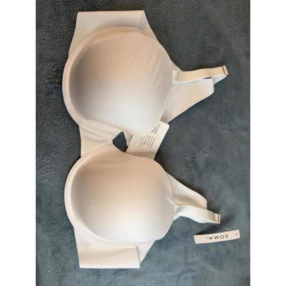 Soma Vanishing 360 Perfect Coverage Bra 40B White Wireless Full Coverage NWT